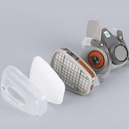 Éclaté masque de protection respiratoire avec 2 cartouches A2 et 2 filtres P1