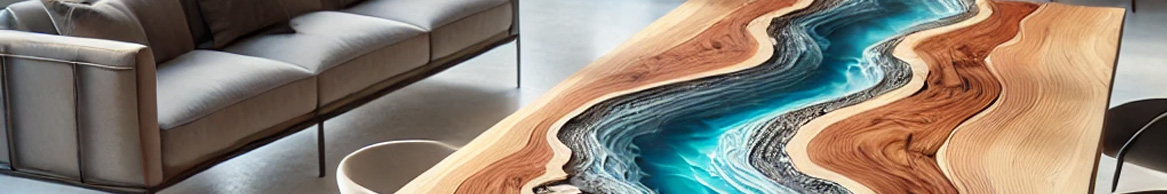 Table rivière en résine époxy